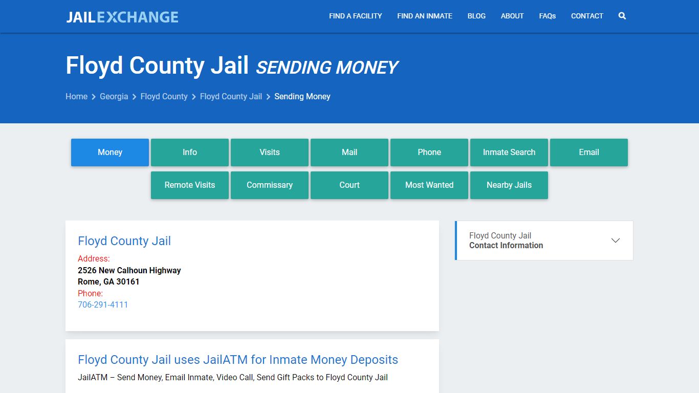 Send Money to Inmate - Floyd County Jail, GA - Jail Exchange
