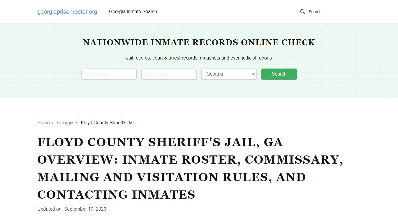 Floyd County Sheriff's Jail, GA: Inmate Search, Visitation & Contact Info